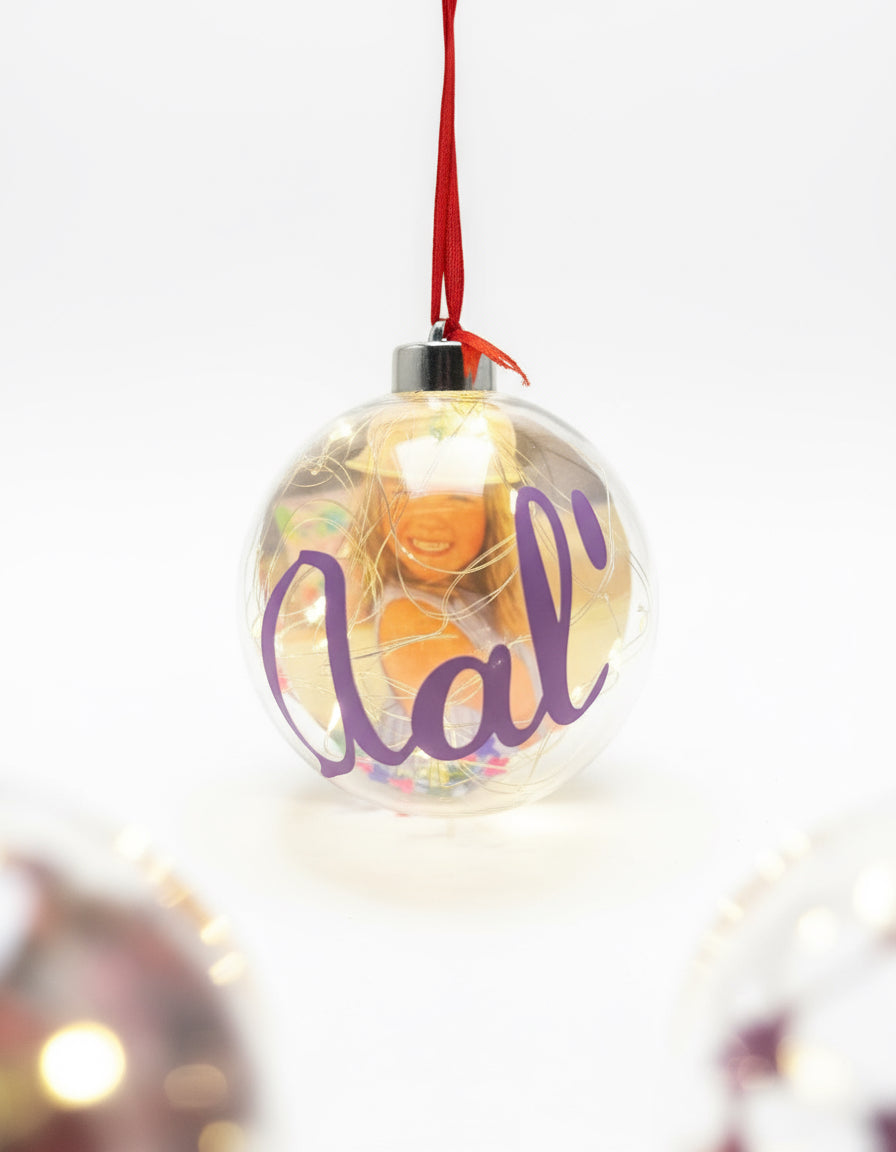 The Twinkle Keepsake Bauble™ – Personalised Photo Ornament with Confetti & Optional Lights
