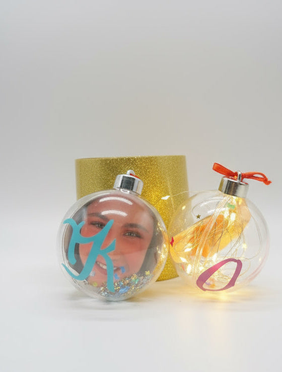 The Twinkle Keepsake Bauble™ – Personalised Photo Ornament with Confetti & Optional Lights